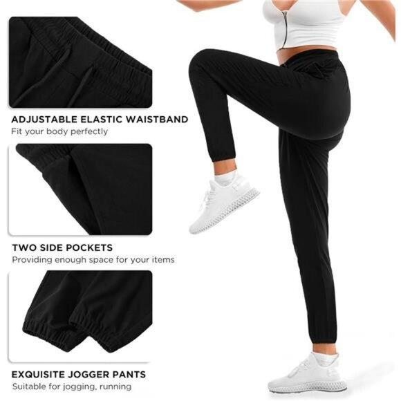 Womens Jogger Sweatpants with Pockets Drawstring Yoga Running Lounge Pants - Picture 3 of 7